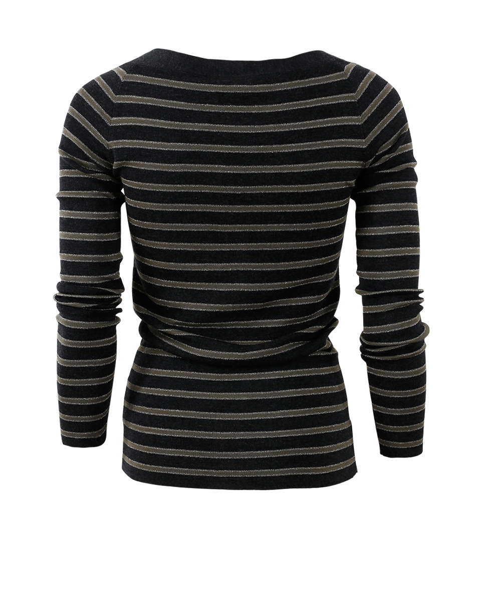 BRUNELLO CUCINELLI-Off Shoulder Striped Cardigan-