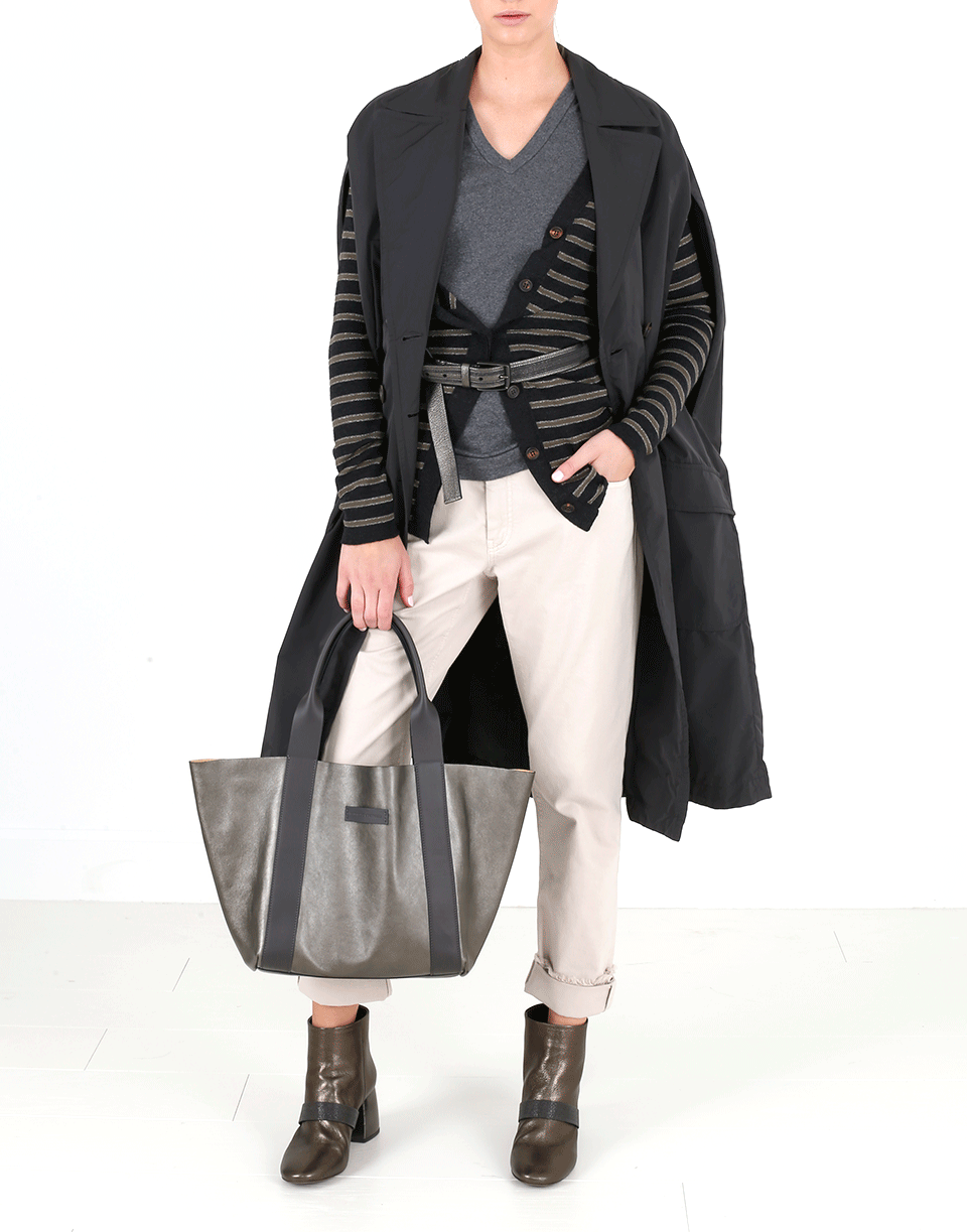 BRUNELLO CUCINELLI-Off Shoulder Striped Cardigan-
