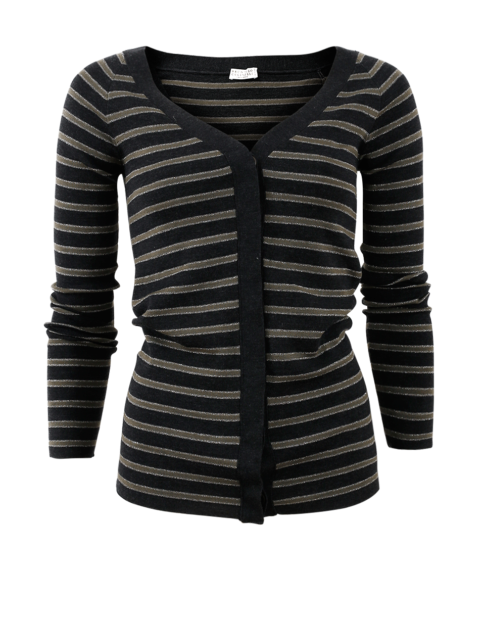BRUNELLO CUCINELLI-Off Shoulder Striped Cardigan-