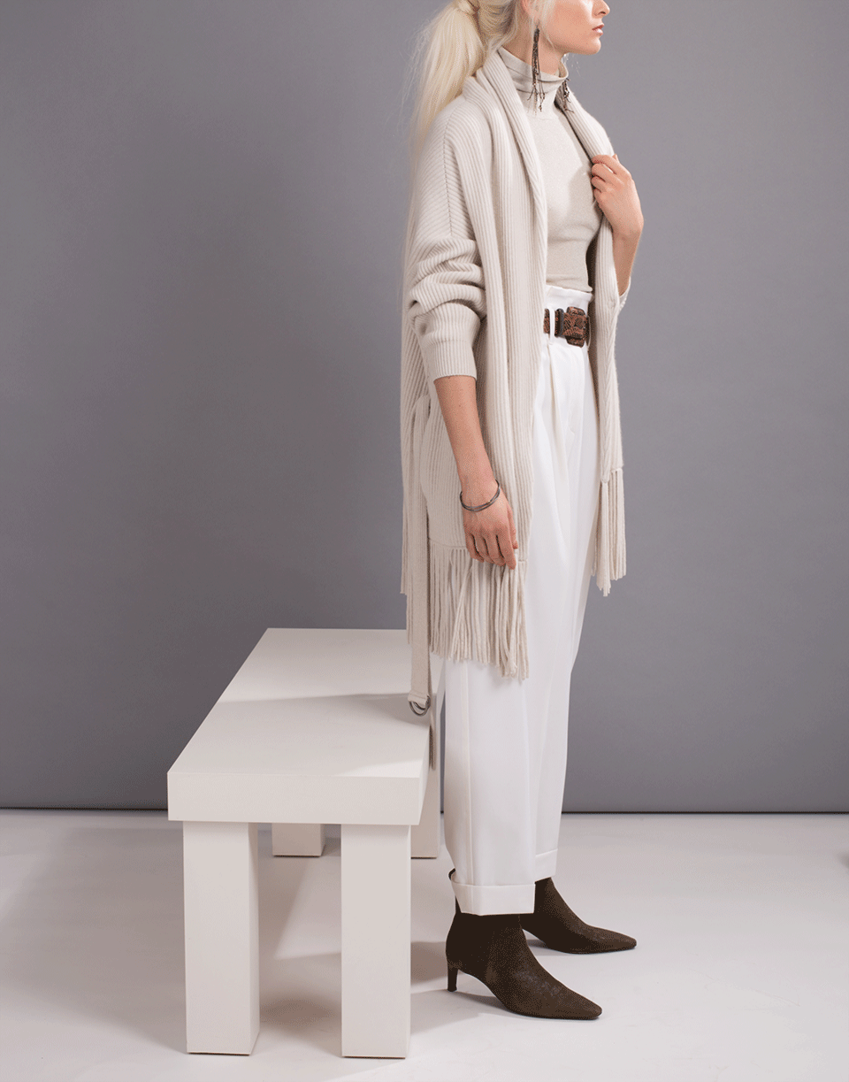 BRUNELLO CUCINELLI-Belted Maxi Shawl Cardigan-OAT