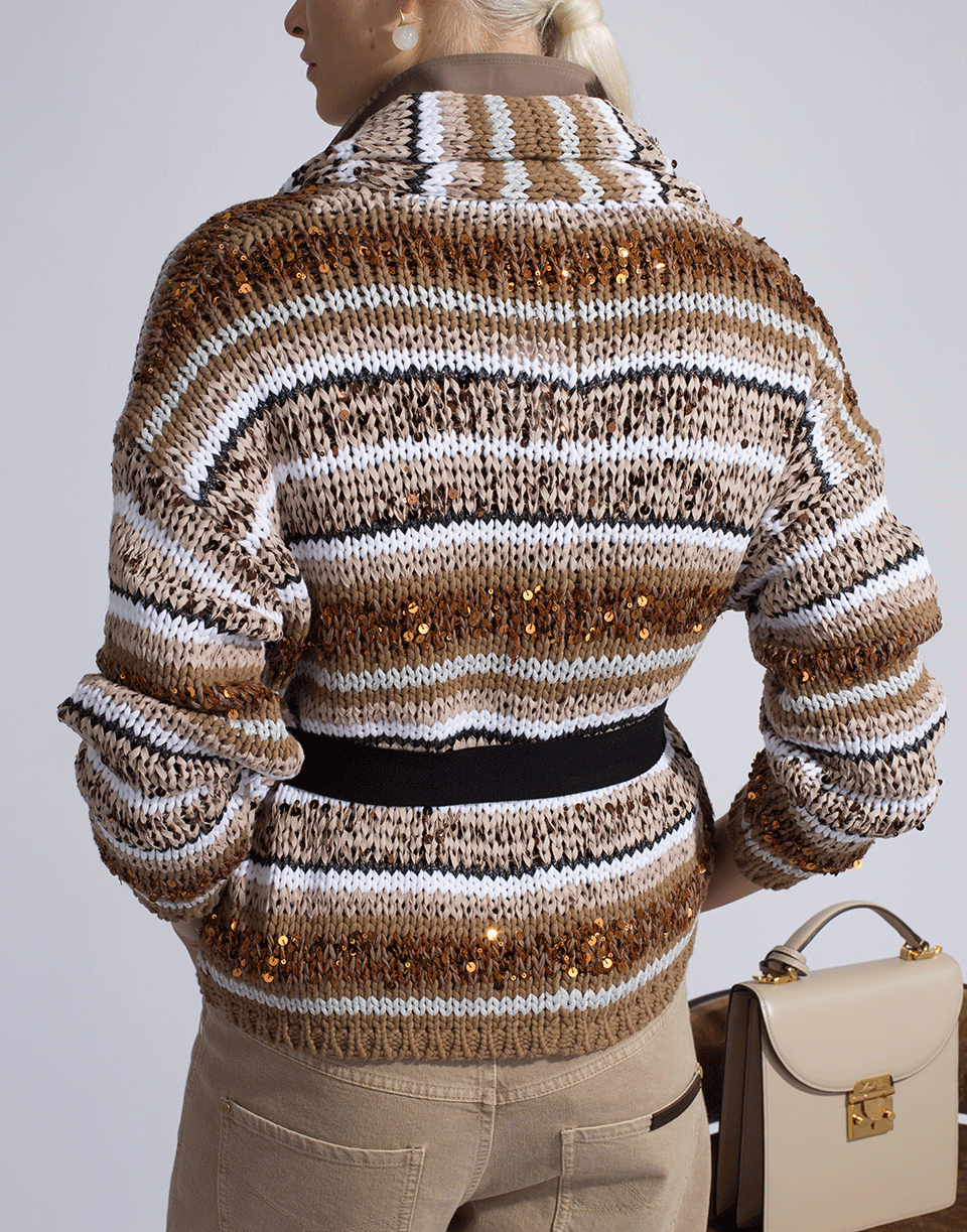 BRUNELLO CUCINELLI-Striped Knit Jacket-