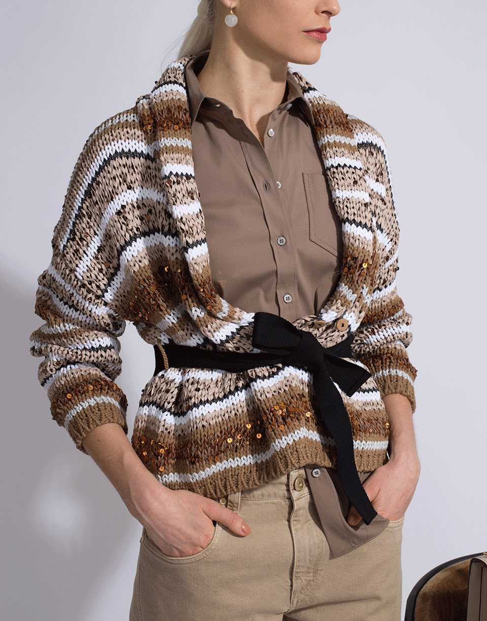 BRUNELLO CUCINELLI-Striped Knit Jacket-