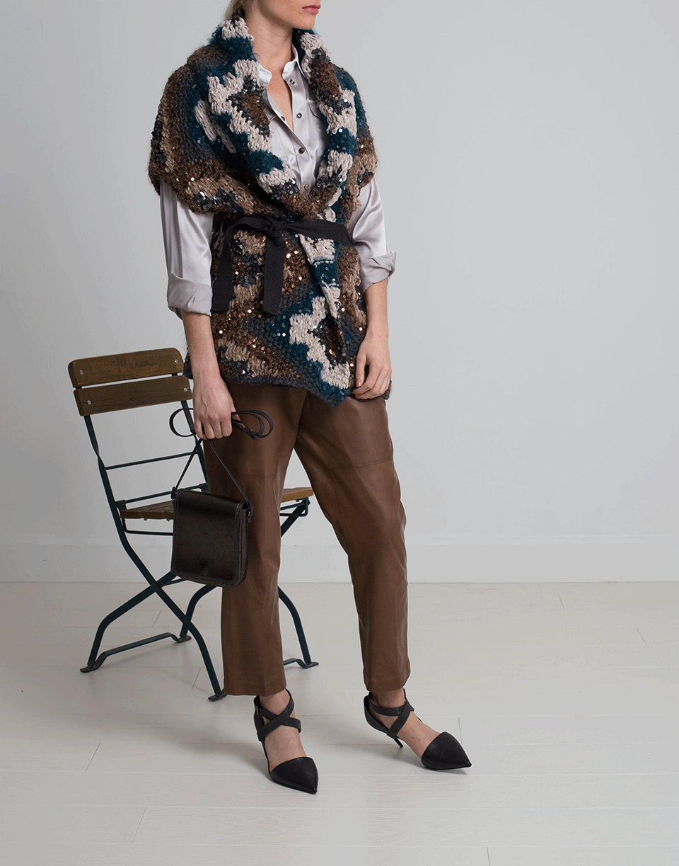 BRUNELLO CUCINELLI-Folk Art Inspired Belted Cardigan-