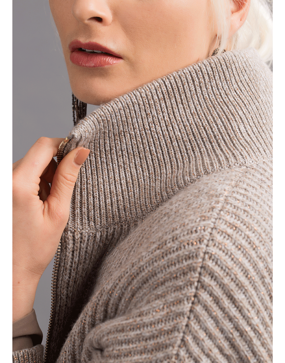 BRUNELLO CUCINELLI-Zip Front Knit Jacket-
