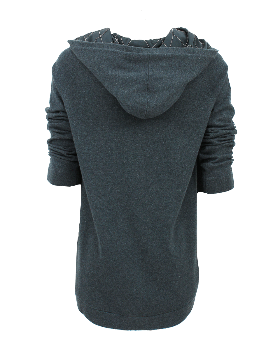 BRUNELLO CUCINELLI-Long Sleeve Asymmetrical Cardigan with Hoodie-