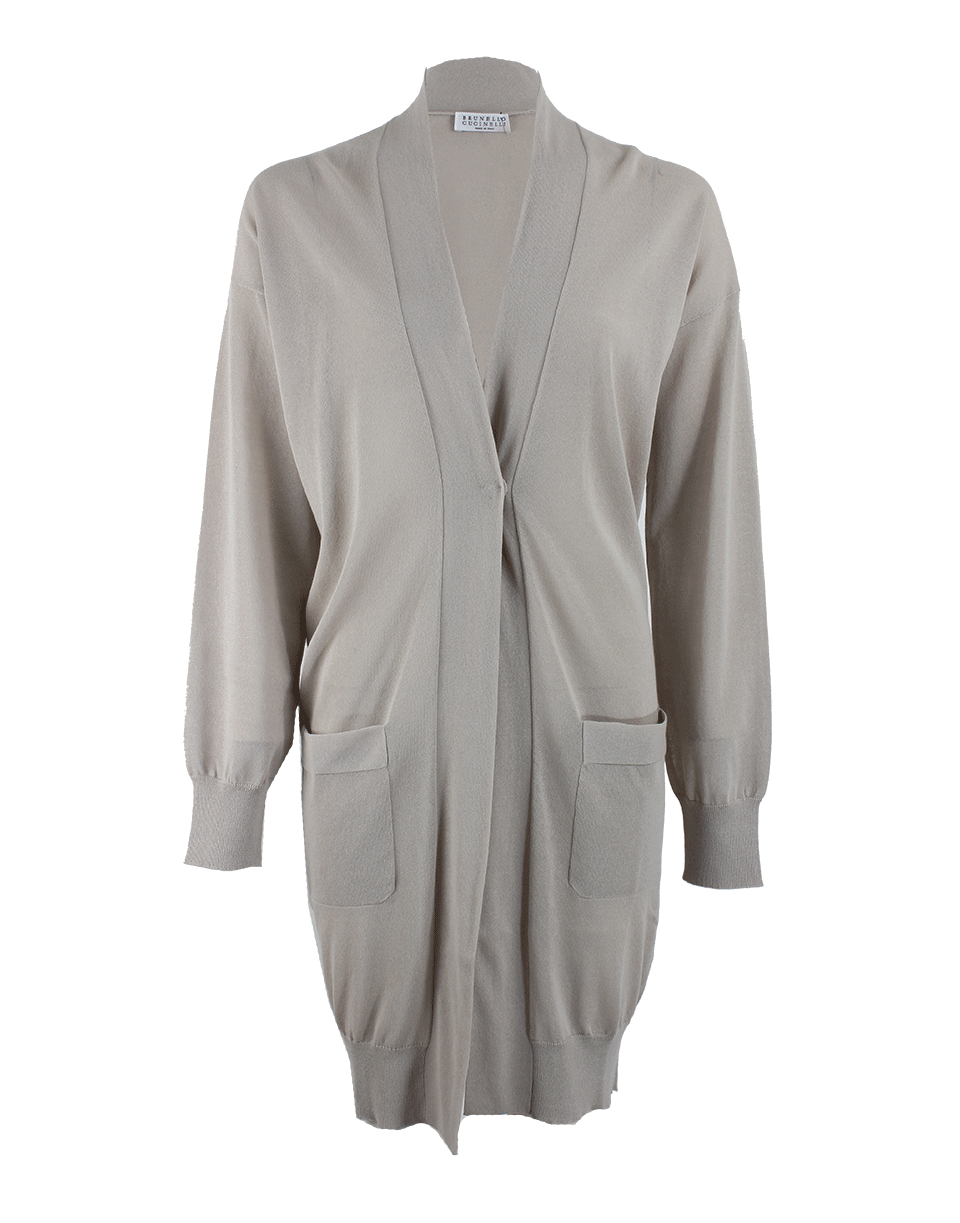 BRUNELLO CUCINELLI-Long Sleeve Cotton Long Cardigan-