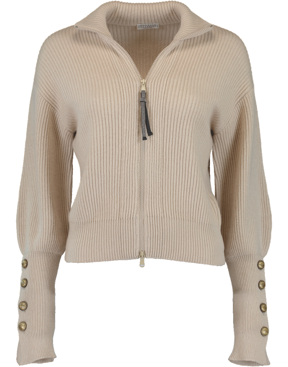 BRUNELLO CUCINELLI-Zip Up Cropped Cardigan-