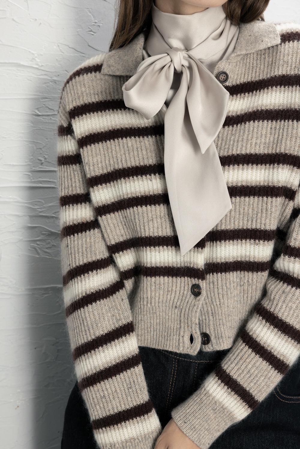 Sparkling Multi Stripe Button Cardigan-STRIPE-XS-CLOTHINGTOPCARDIGAN-BRUNELLO CUCINELLI