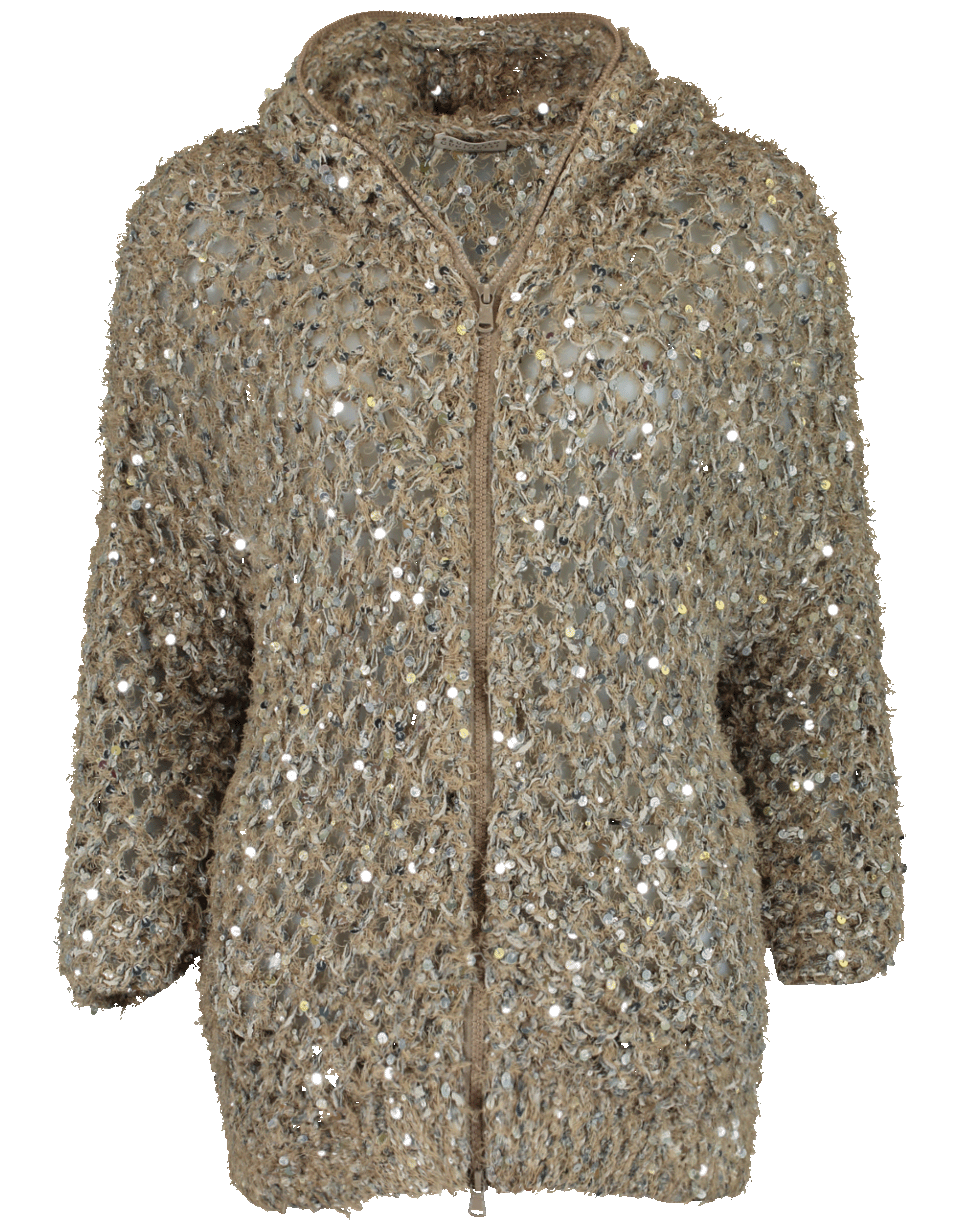 BRUNELLO CUCINELLI-Macro Paillette Cardigan-TAUPE