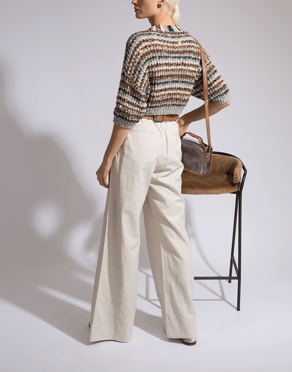 BRUNELLO CUCINELLI-Crossover Stripe Cotton Cardigan-