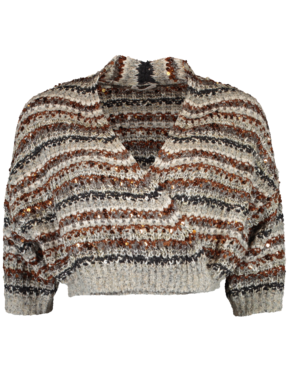 BRUNELLO CUCINELLI-Crossover Stripe Cotton Cardigan-