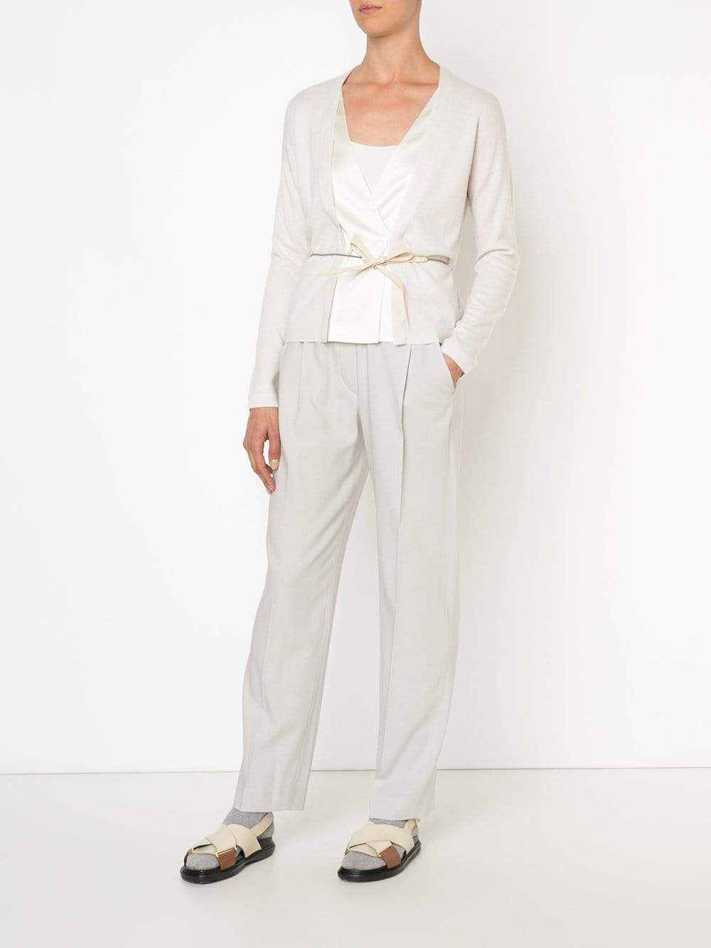 BRUNELLO CUCINELLI-Satin Belted Cashmere Cardigan-