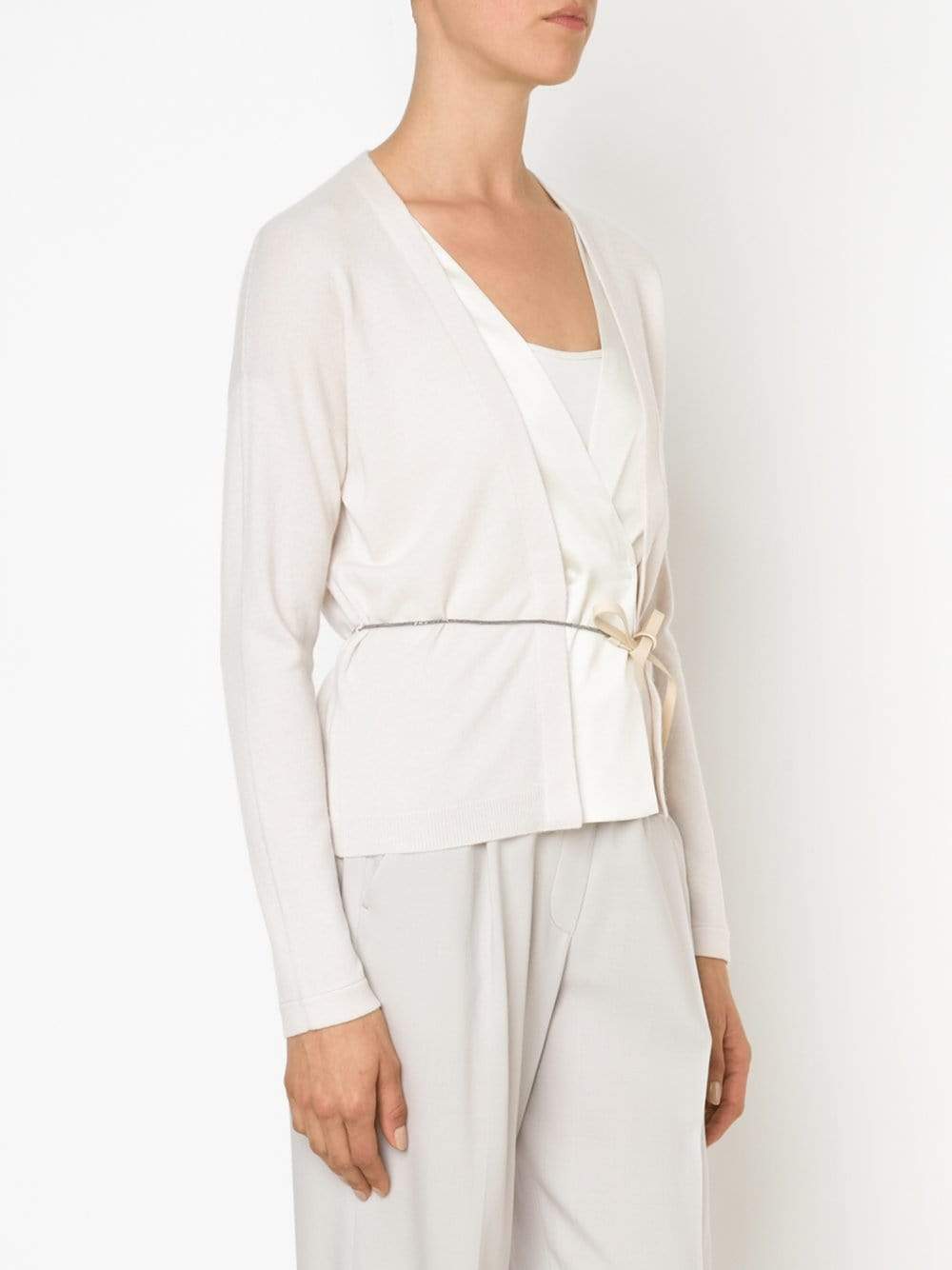 BRUNELLO CUCINELLI-Satin Belted Cashmere Cardigan-