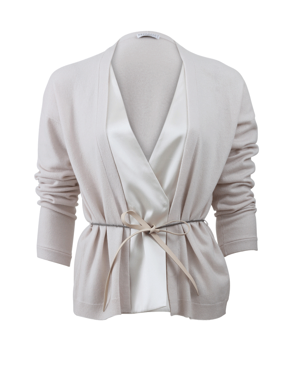 BRUNELLO CUCINELLI-Satin Belted Cashmere Cardigan-