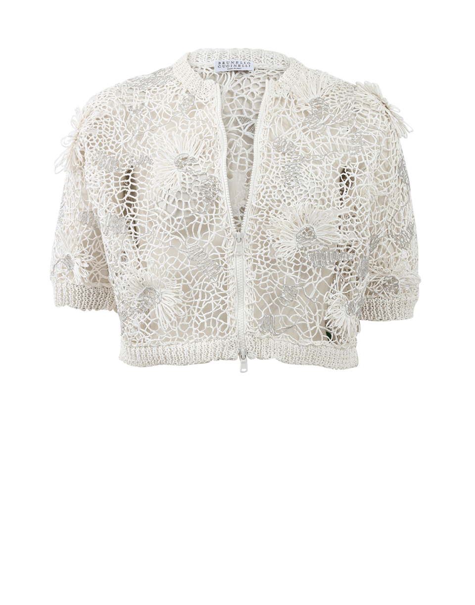 BRUNELLO CUCINELLI-Cropped Monili Embroidered Cardigan-