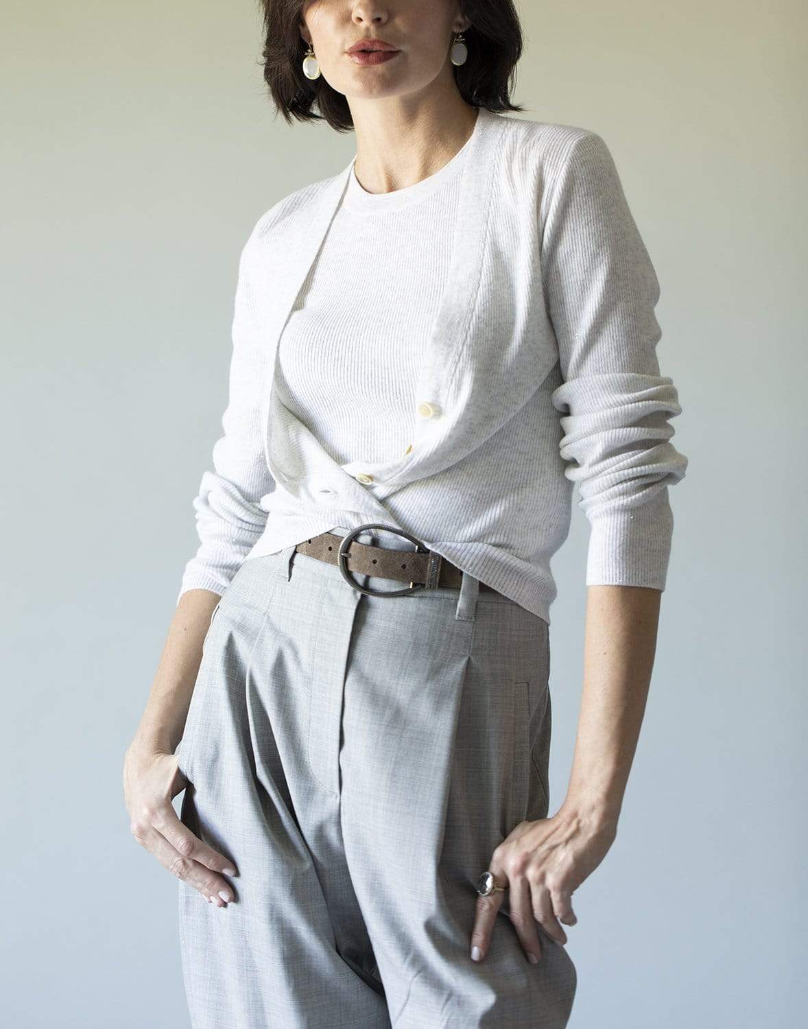 BRUNELLO CUCINELLI-Cashmere Lurex Button Cardigan-