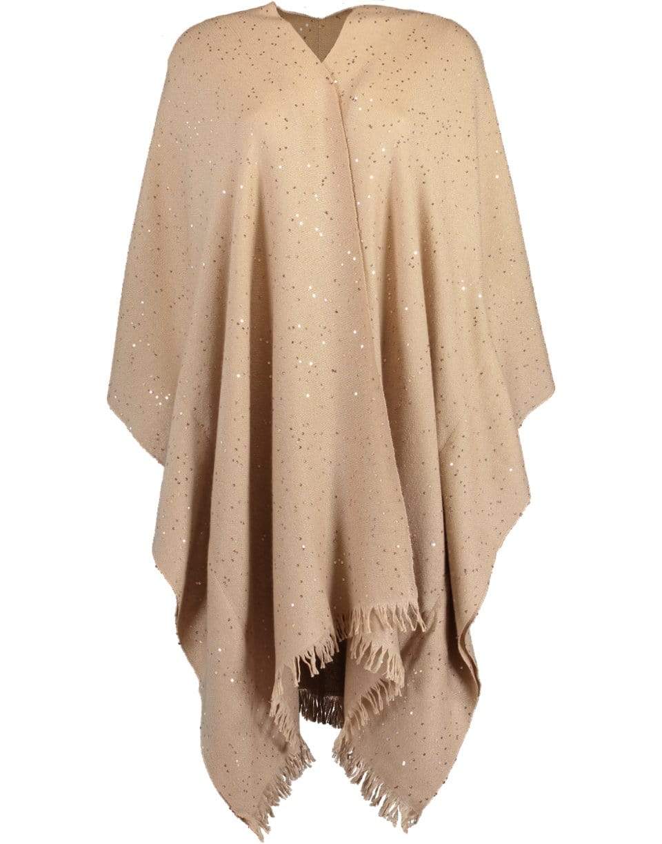 BRUNELLO CUCINELLI-Almond Sparkling Pailette Shawl-ALMOND