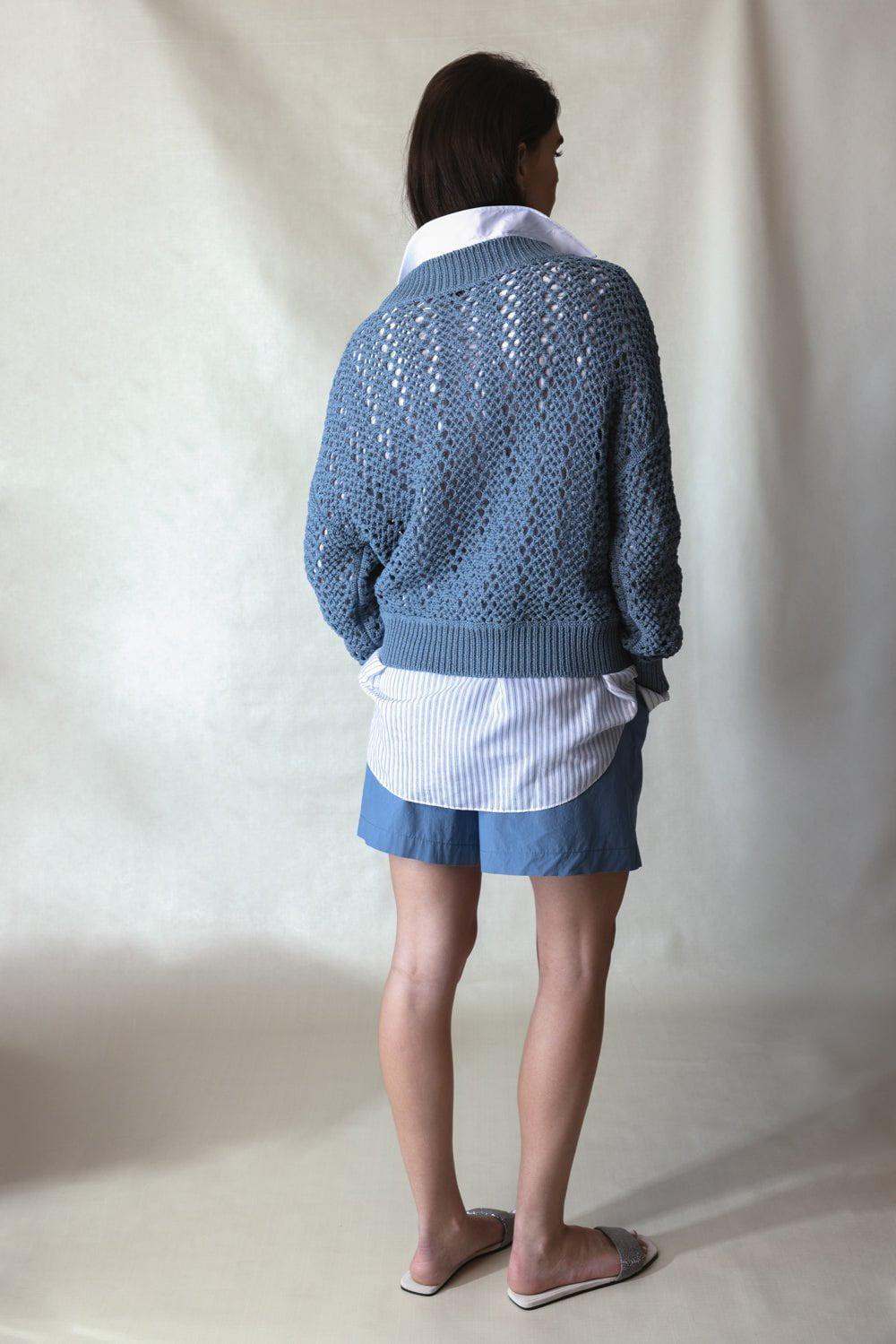 BRUNELLO CUCINELLI-Long Sleeve Net Pullover-