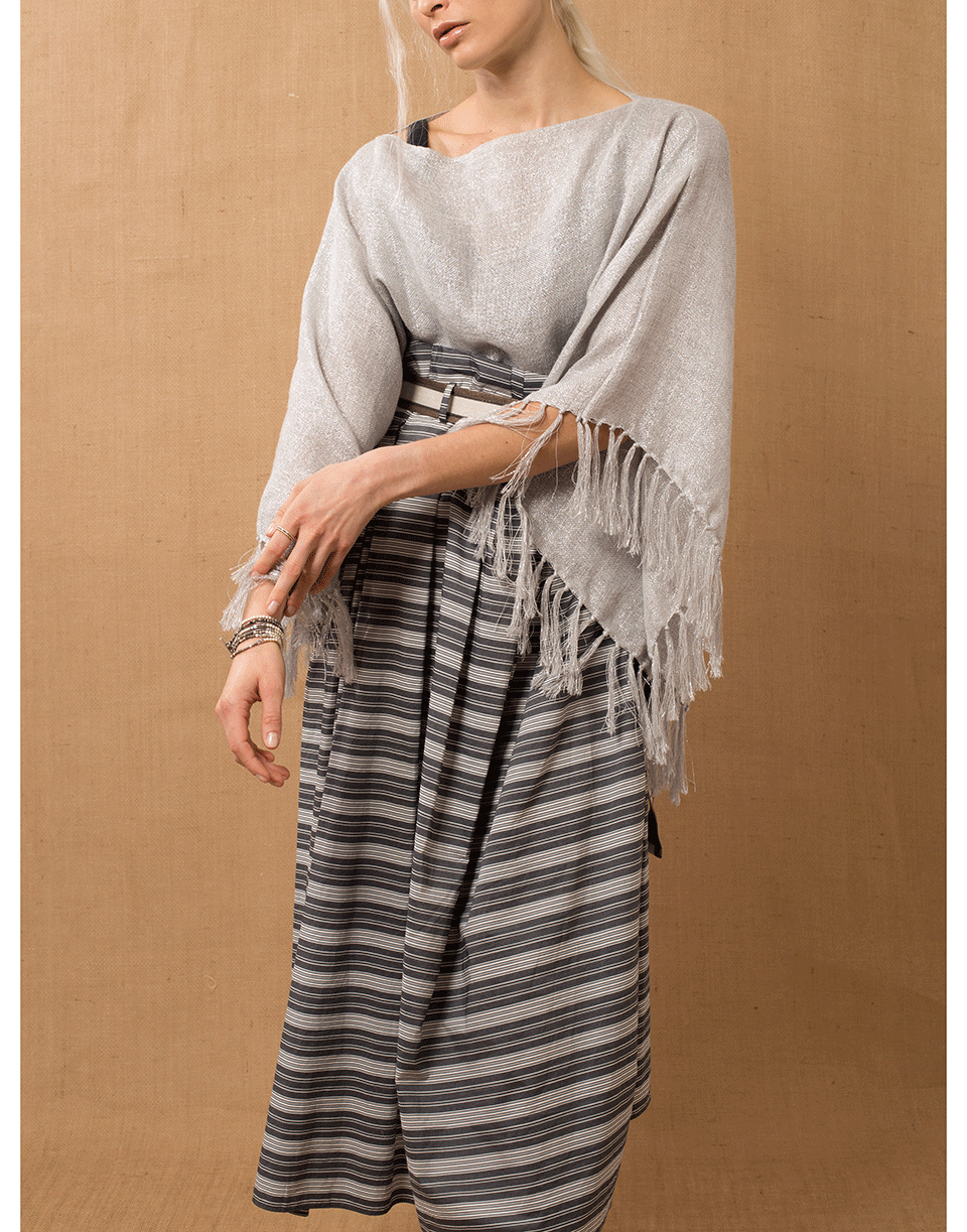 BRUNELLO CUCINELLI-Beige Fringe Poncho-BEIGE