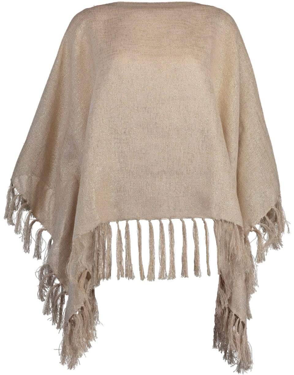 BRUNELLO CUCINELLI-Beige Fringe Poncho-BEIGE