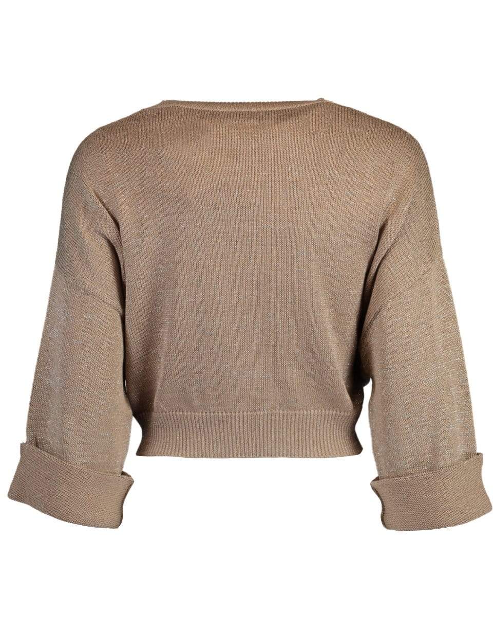 BRUNELLO CUCINELLI-Cuff Sleeve Cropped Crewneck Knit-