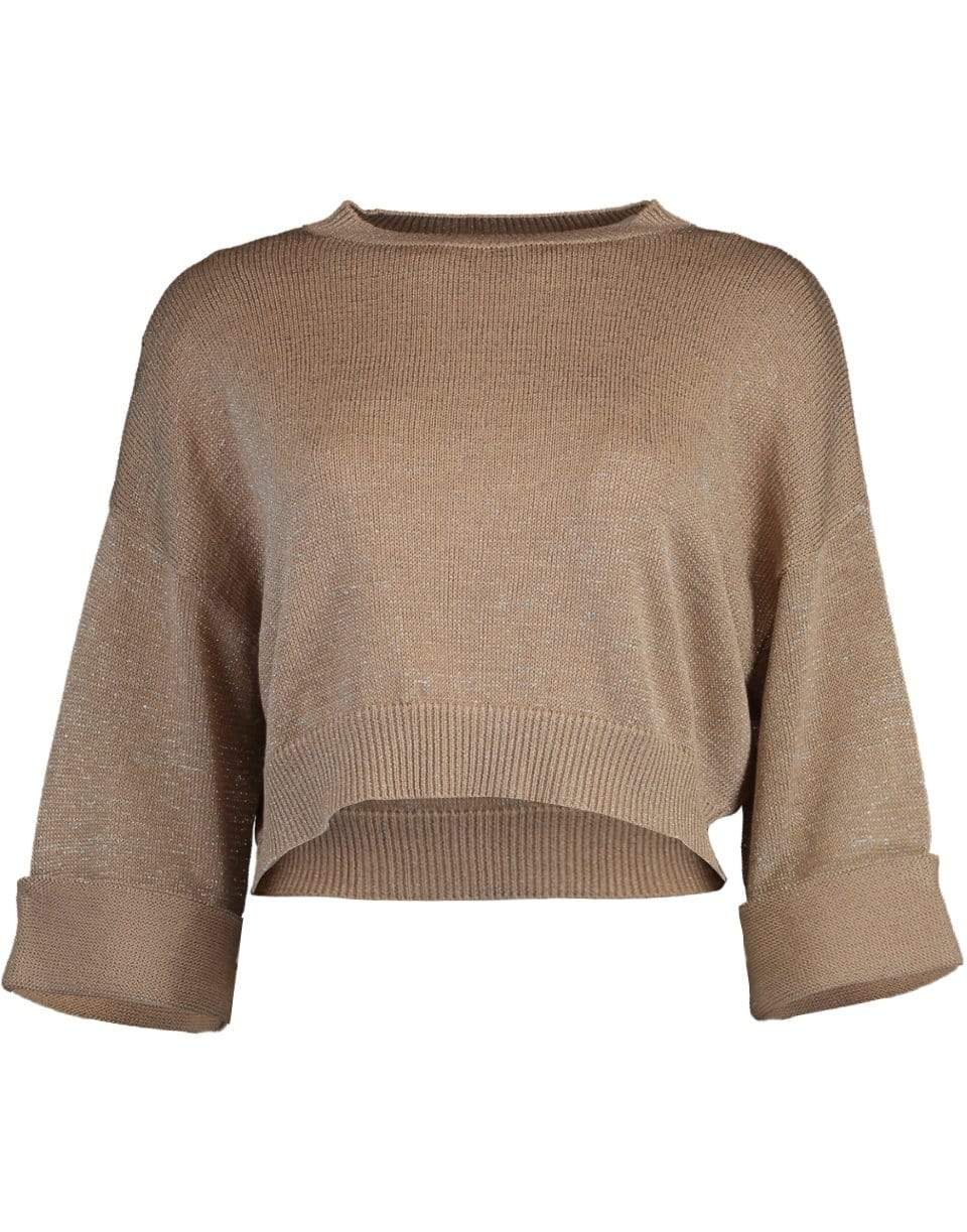 BRUNELLO CUCINELLI-Cuff Sleeve Cropped Crewneck Knit-