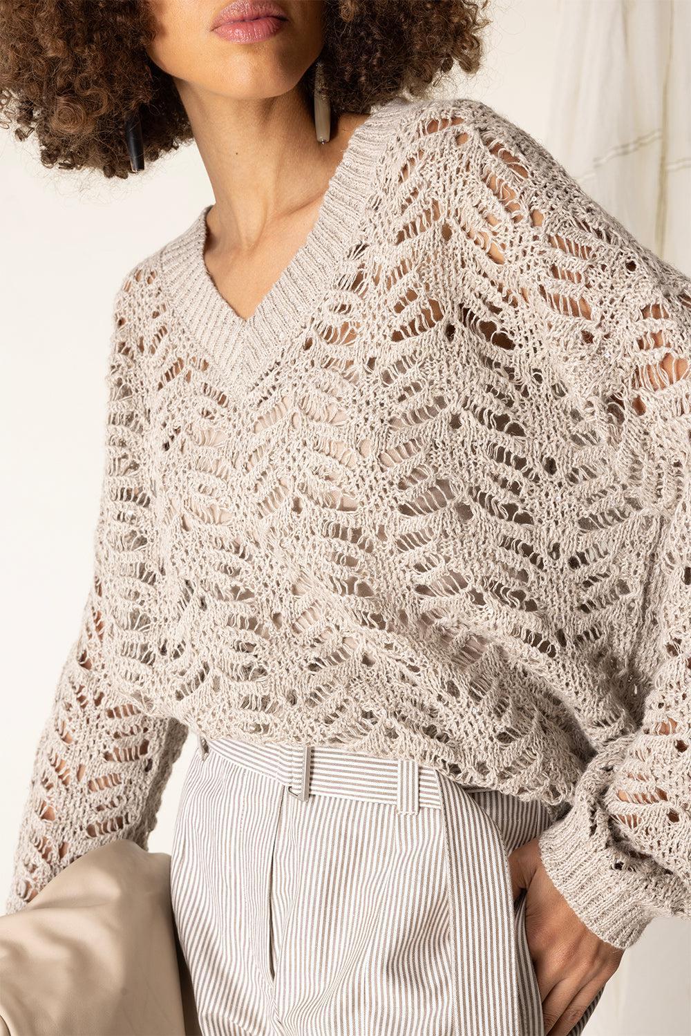 Luxe Micro Knit Sweater-BEIGE-XS-CLOTHINGTOPKNITS-BRUNELLO CUCINELLI