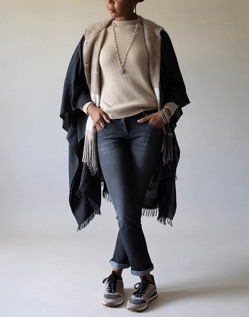 BRUNELLO CUCINELLI-Blackstone Cashmere Silk and Paillette Shawl-BLKSTONE
