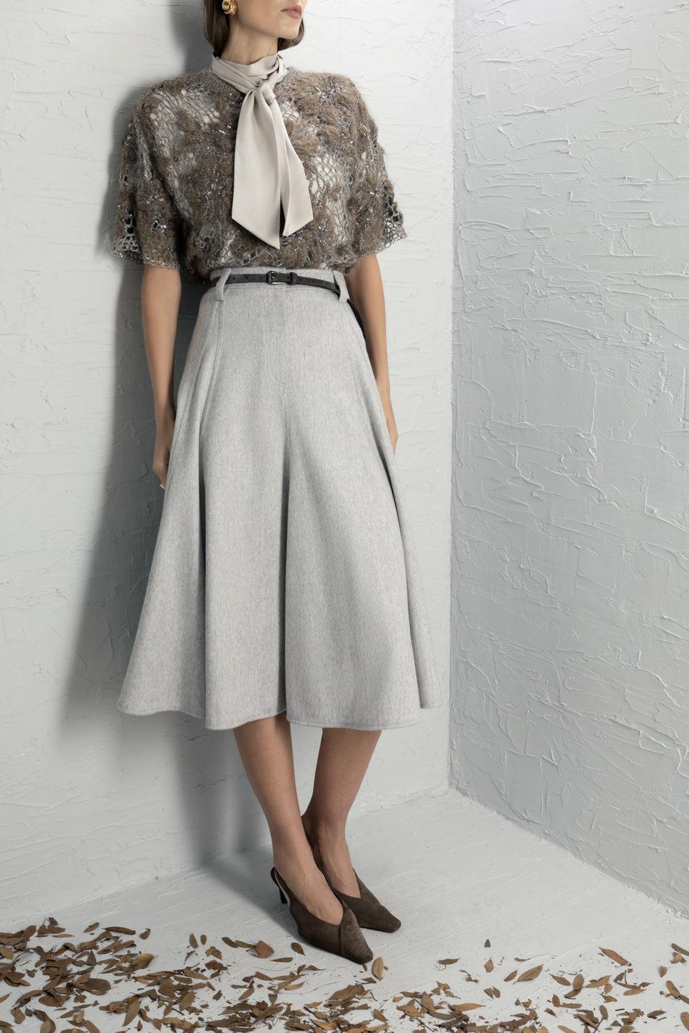 Whispering Bloom Embroidered Couture Knit Top-BROWN-XS-CLOTHINGTOPKNITS-BRUNELLO CUCINELLI