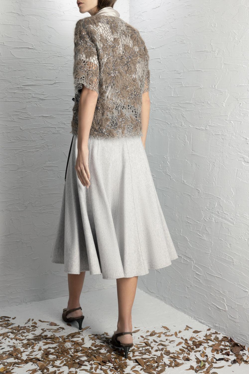 Whispering Bloom Embroidered Couture Knit Top-BROWN-XS-CLOTHINGTOPKNITS-BRUNELLO CUCINELLI