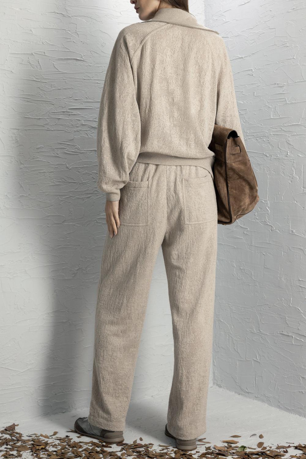 Long Sleeve Knit Pullover - Beige-BROWN-XXS-CLOTHINGTOPKNITS-BRUNELLO CUCINELLI