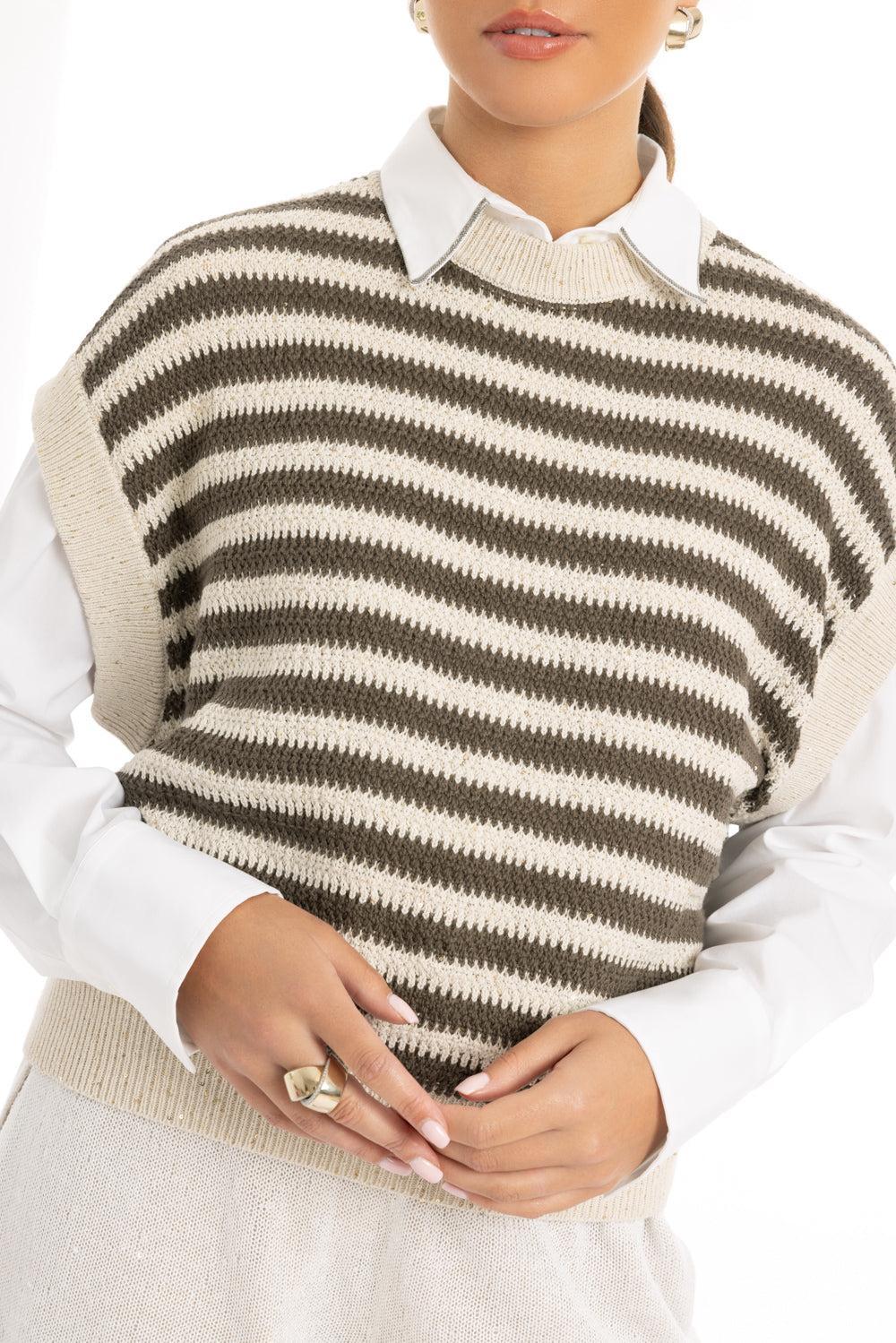 Diamante Sweater-BRWN/CRM-XS-CLOTHINGTOPKNITS-BRUNELLO CUCINELLI