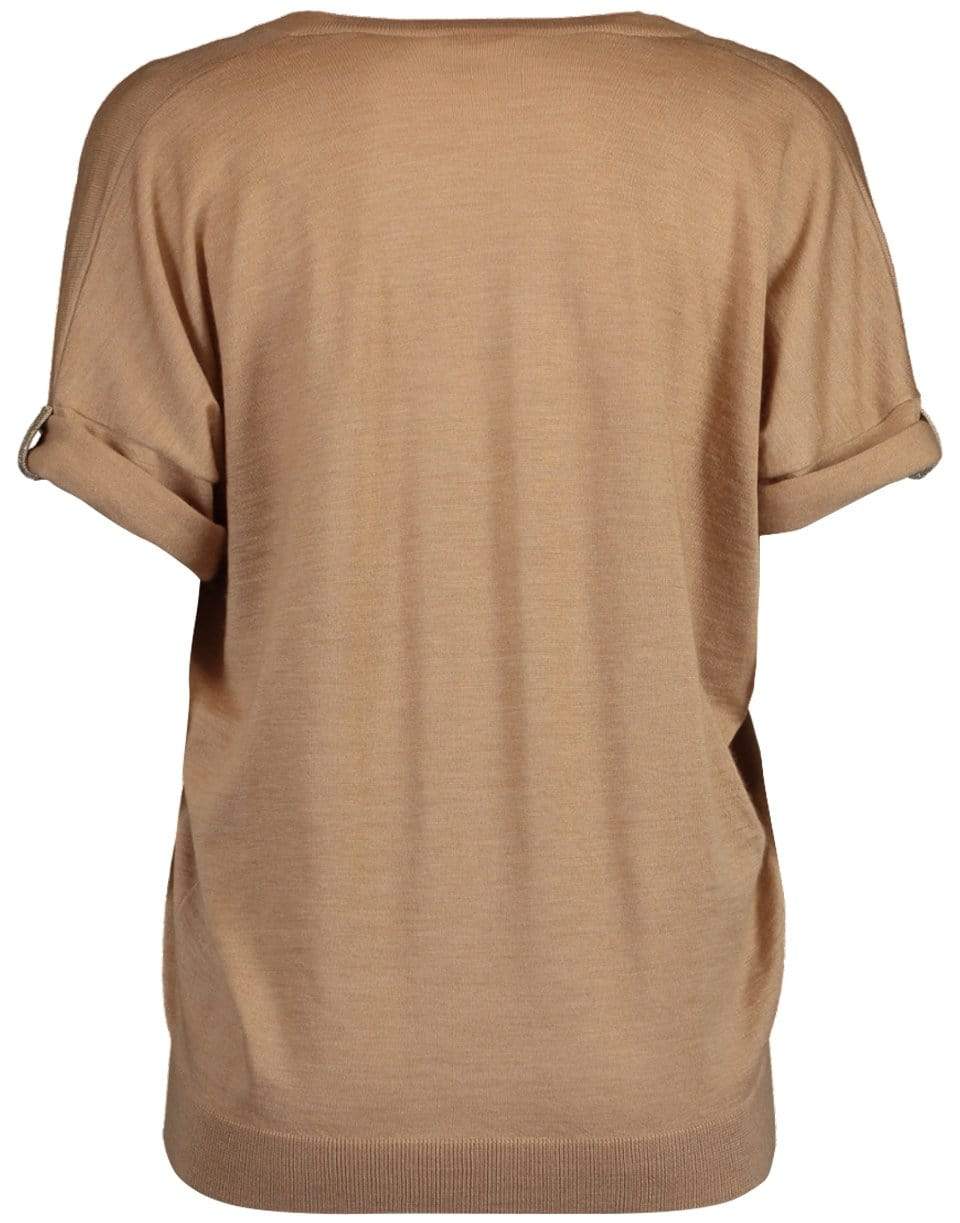 BRUNELLO CUCINELLI-Cuffed Sleeve V-Neck Knit-