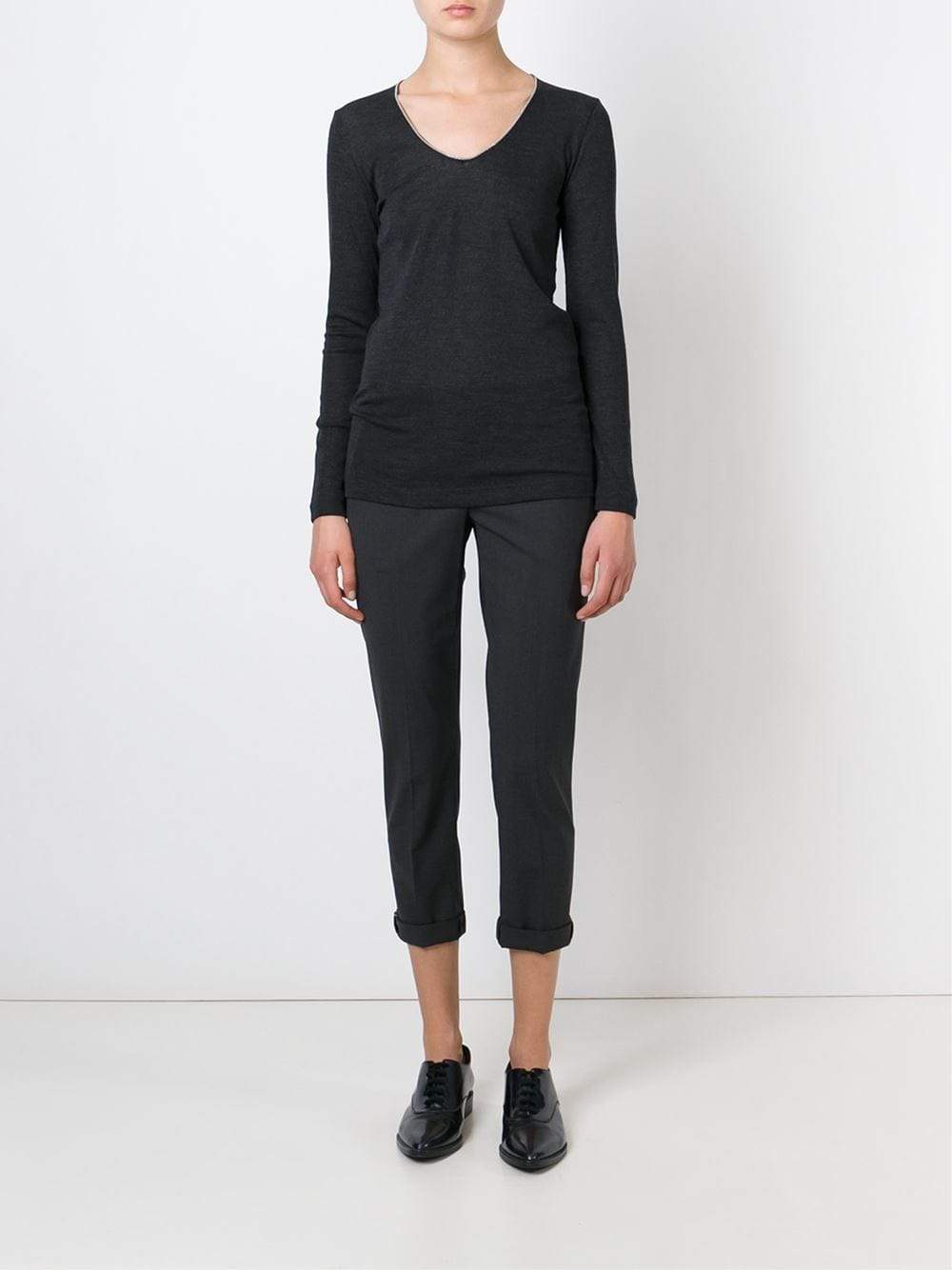 BRUNELLO CUCINELLI-Monili Trim Jersey Top-