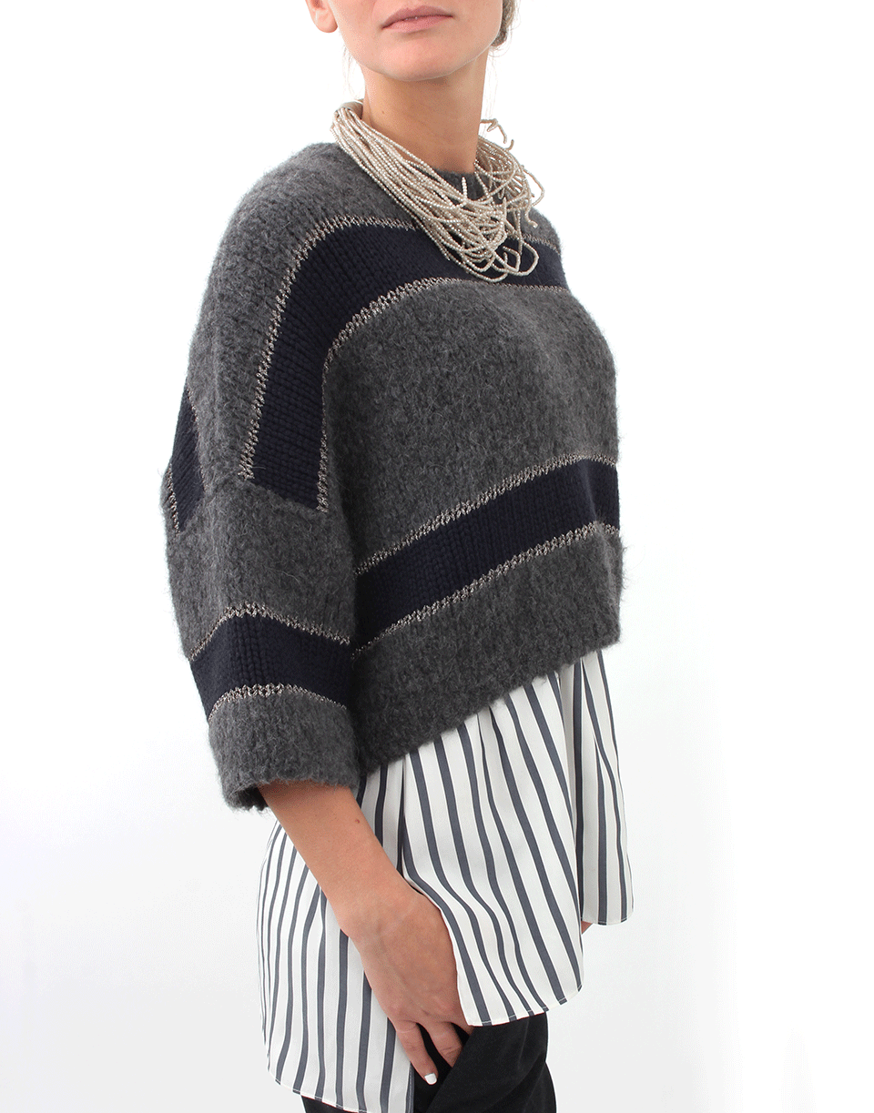 BRUNELLO CUCINELLI-Wide Stripe Pullover Top-