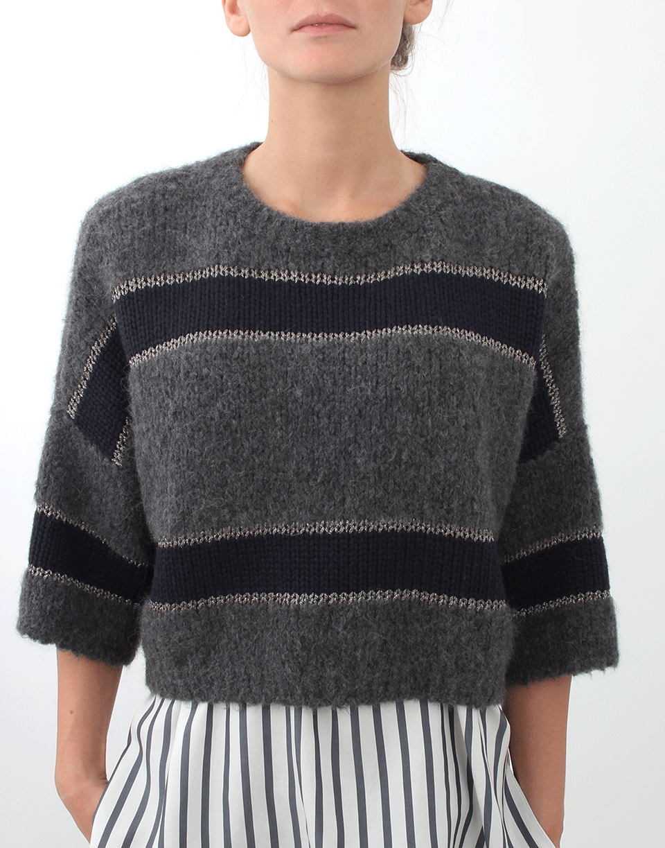 BRUNELLO CUCINELLI-Wide Stripe Pullover Top-
