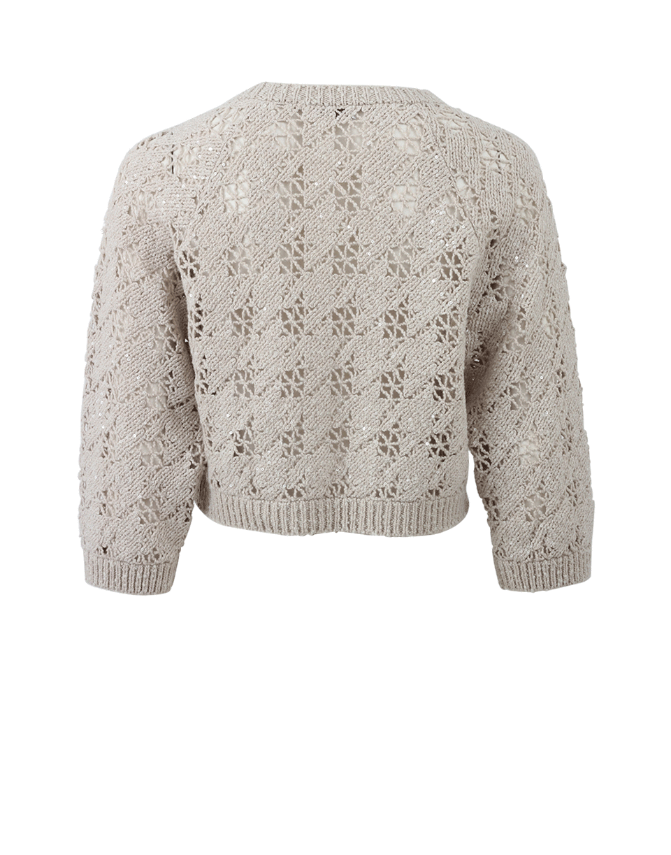 BRUNELLO CUCINELLI-Houndstooth Crop Paillette Knit-