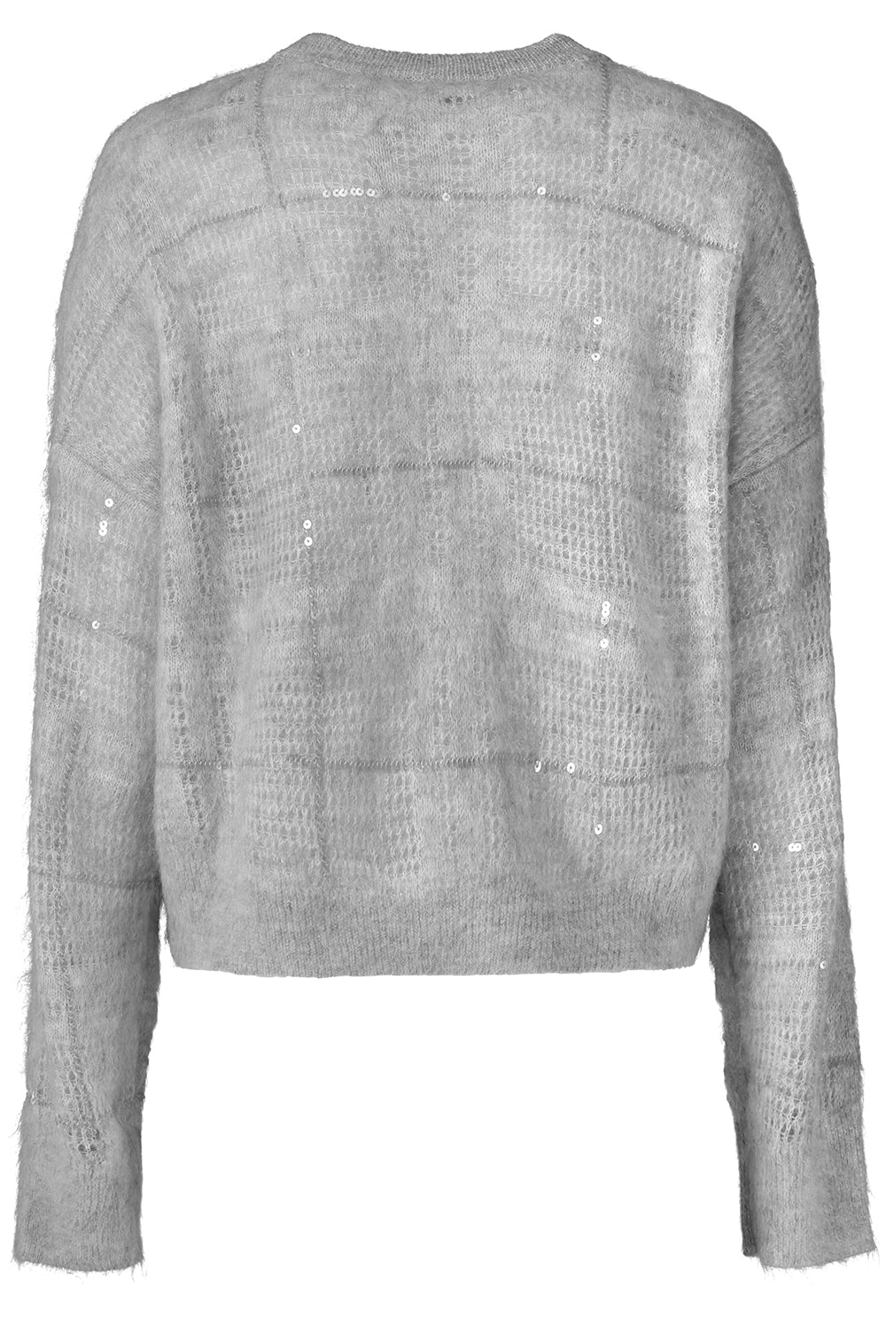 Long Sleeve Plaid Embroiered Sweater-GREY-XS-CLOTHINGTOPKNITS-BRUNELLO CUCINELLI