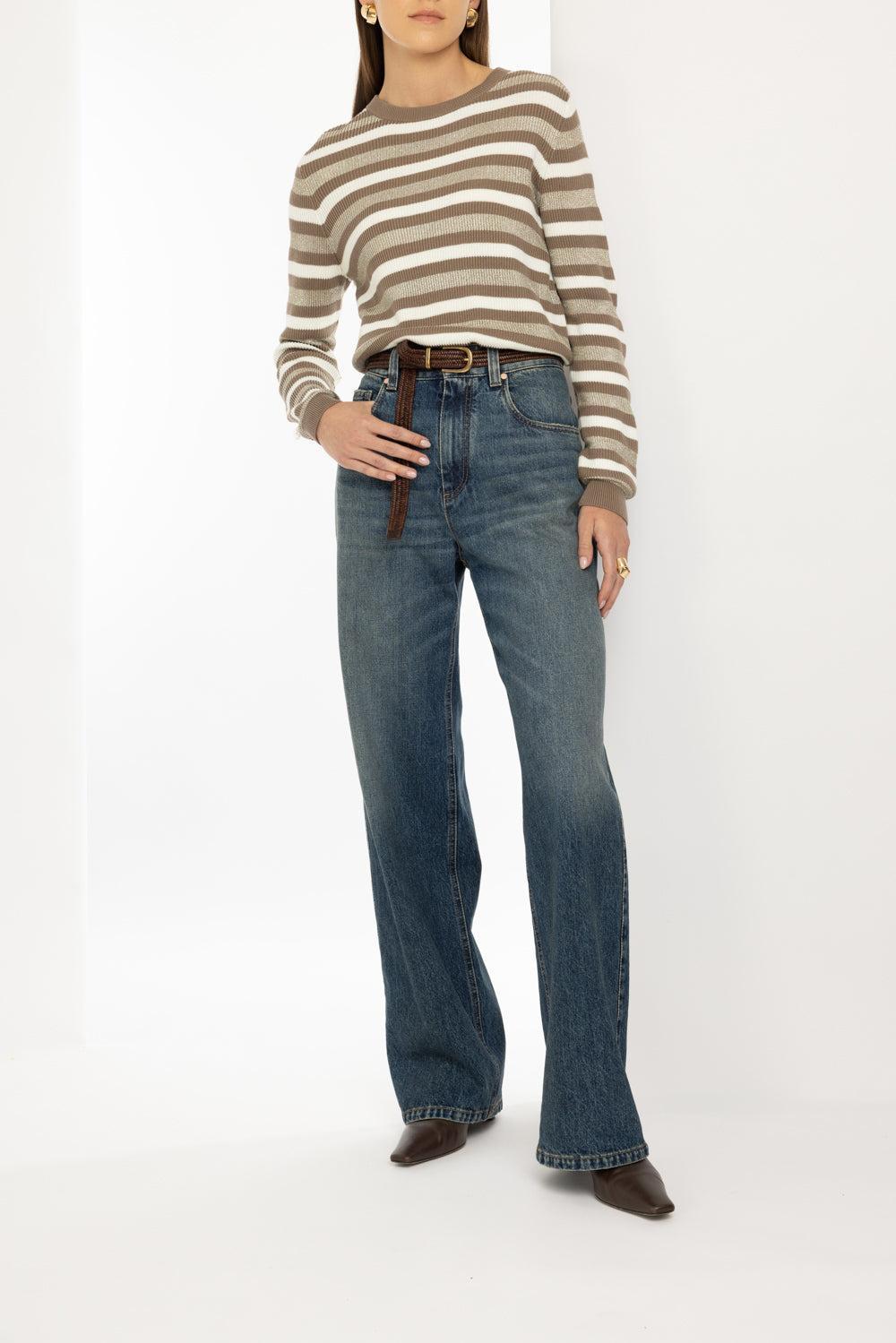 Marina Stripe Crewneck-JUTE-XS-CLOTHINGTOPKNITS-BRUNELLO CUCINELLI