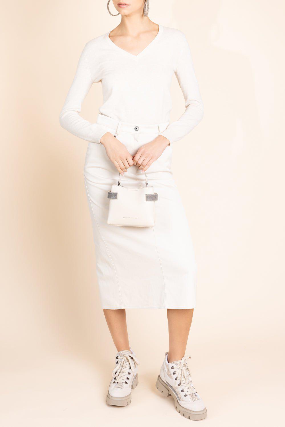 BRUNELLO CUCINELLI-Monili Detail V-Neck Jumper-