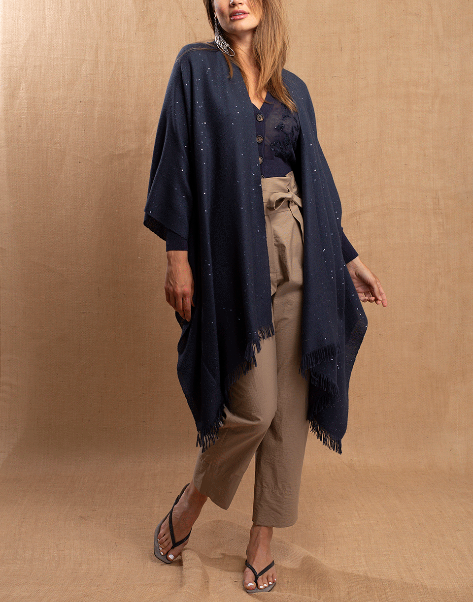 BRUNELLO CUCINELLI-Sparkling Pailette Poncho-MIDNIGHT