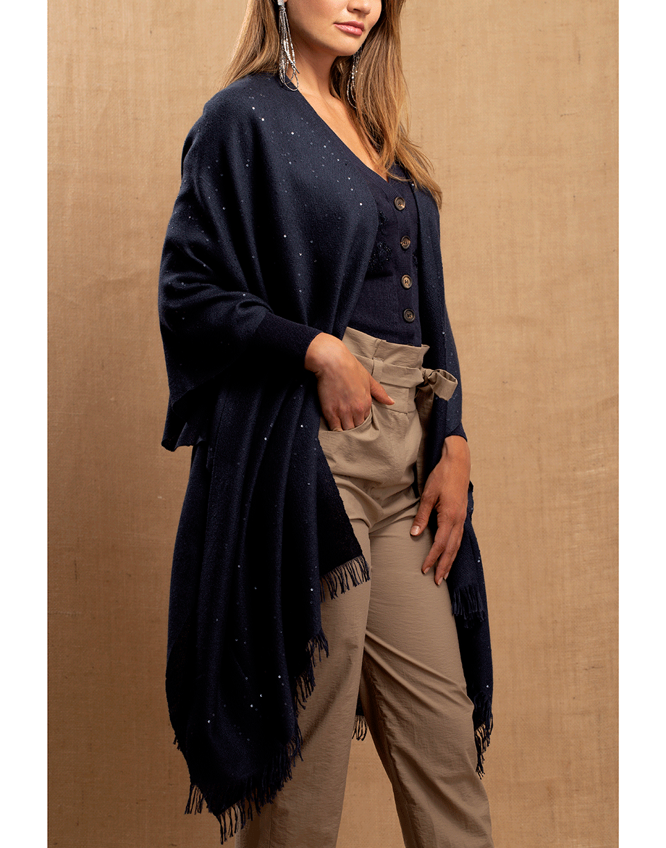BRUNELLO CUCINELLI-Sparkling Pailette Poncho-MIDNIGHT