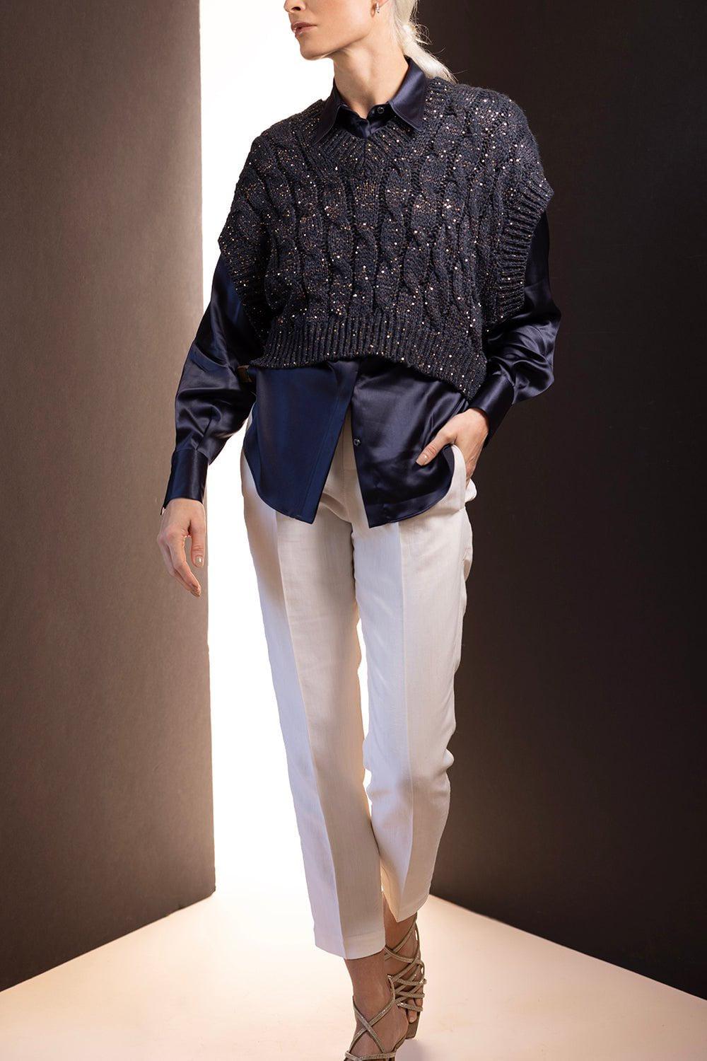 BRUNELLO CUCINELLI-Paillette Cable Knit Vest-