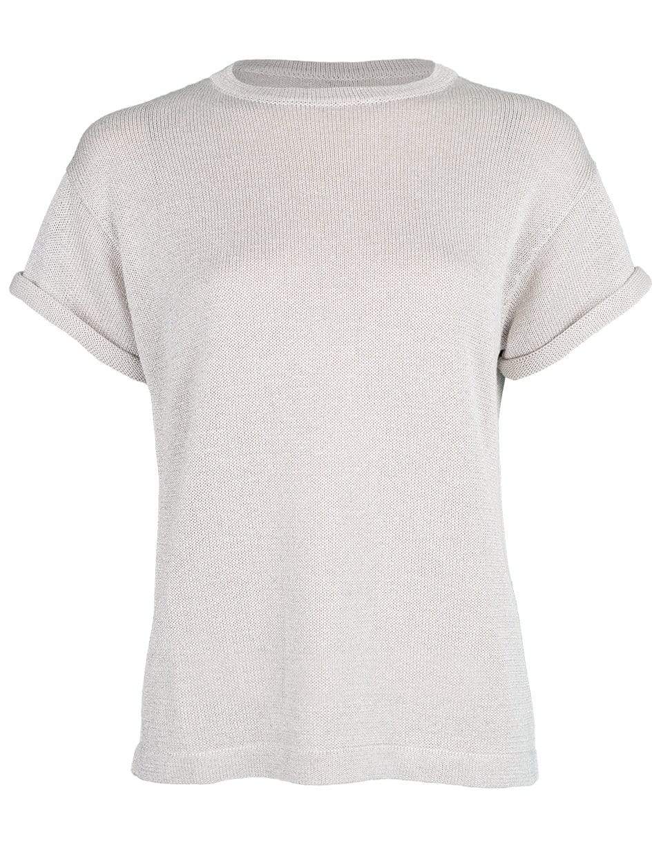 BRUNELLO CUCINELLI-Short Sleeve Cotton Lurex Knit-
