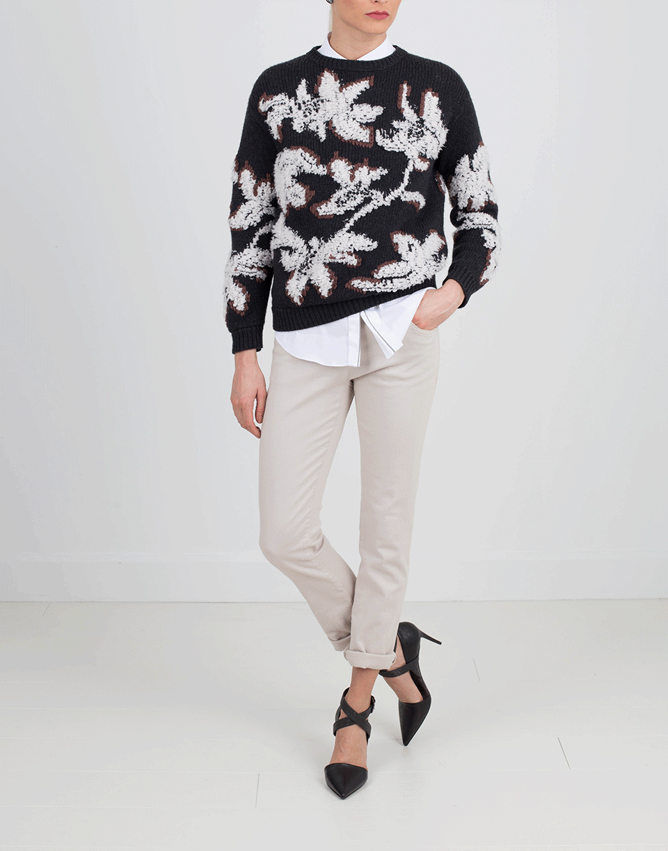 BRUNELLO CUCINELLI-Floral Embroidered Knit-