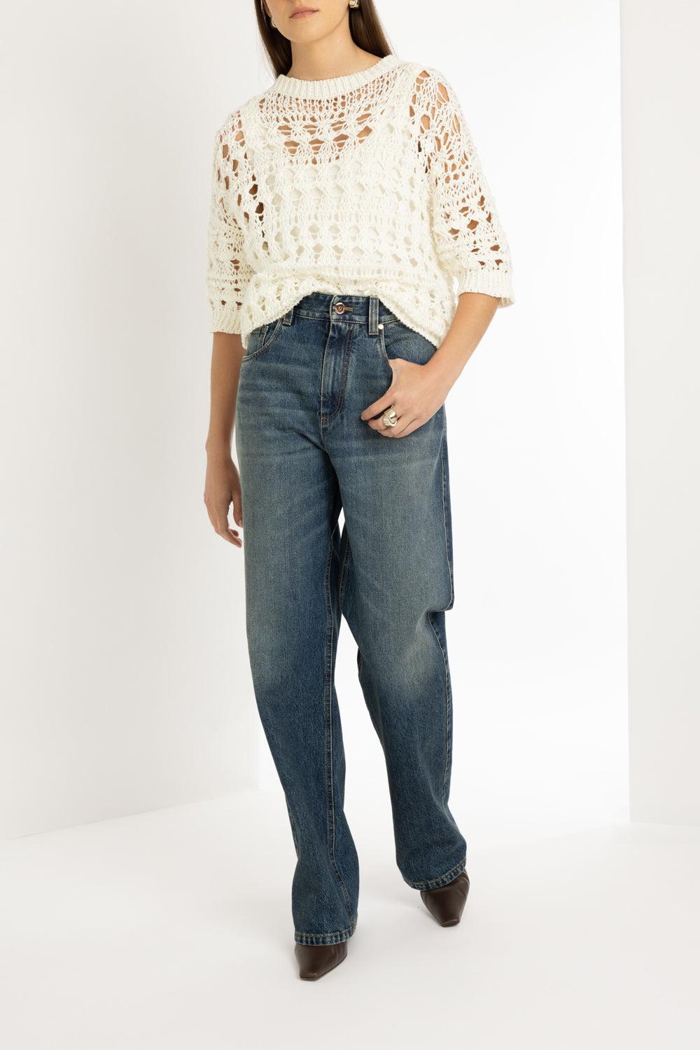 Open Work Knit Top-PANAMA-XS-CLOTHINGTOPKNITS-BRUNELLO CUCINELLI
