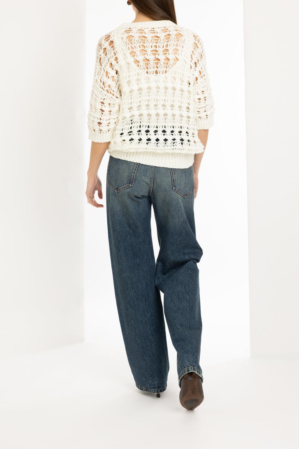 Open Work Knit Top-PANAMA-XS-CLOTHINGTOPKNITS-BRUNELLO CUCINELLI