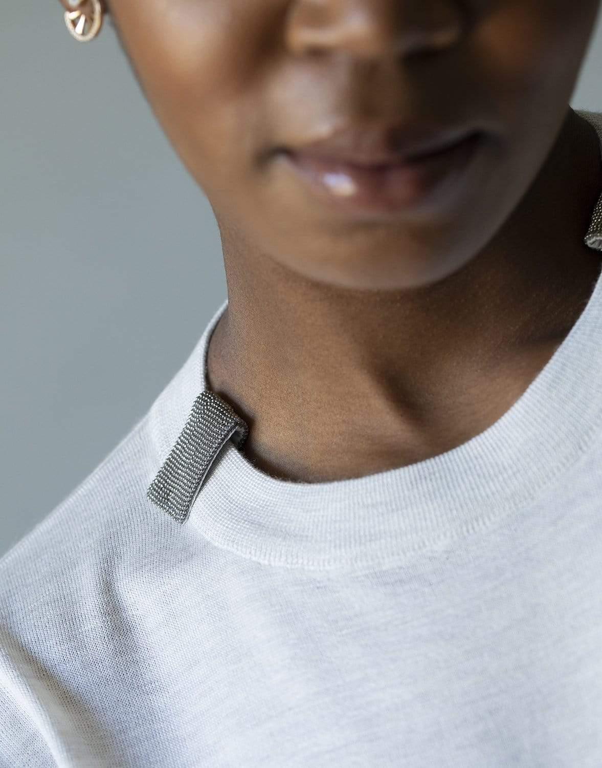 BRUNELLO CUCINELLI-Long Sleeve Crew Monili Tab Collar Detail-