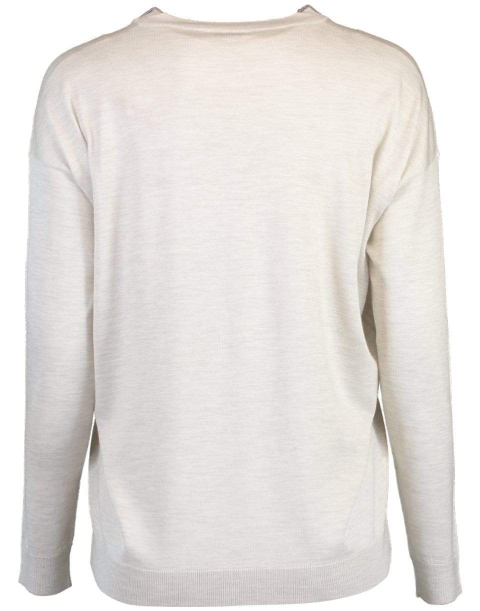 BRUNELLO CUCINELLI-Long Sleeve Crew Monili Tab Collar Detail-