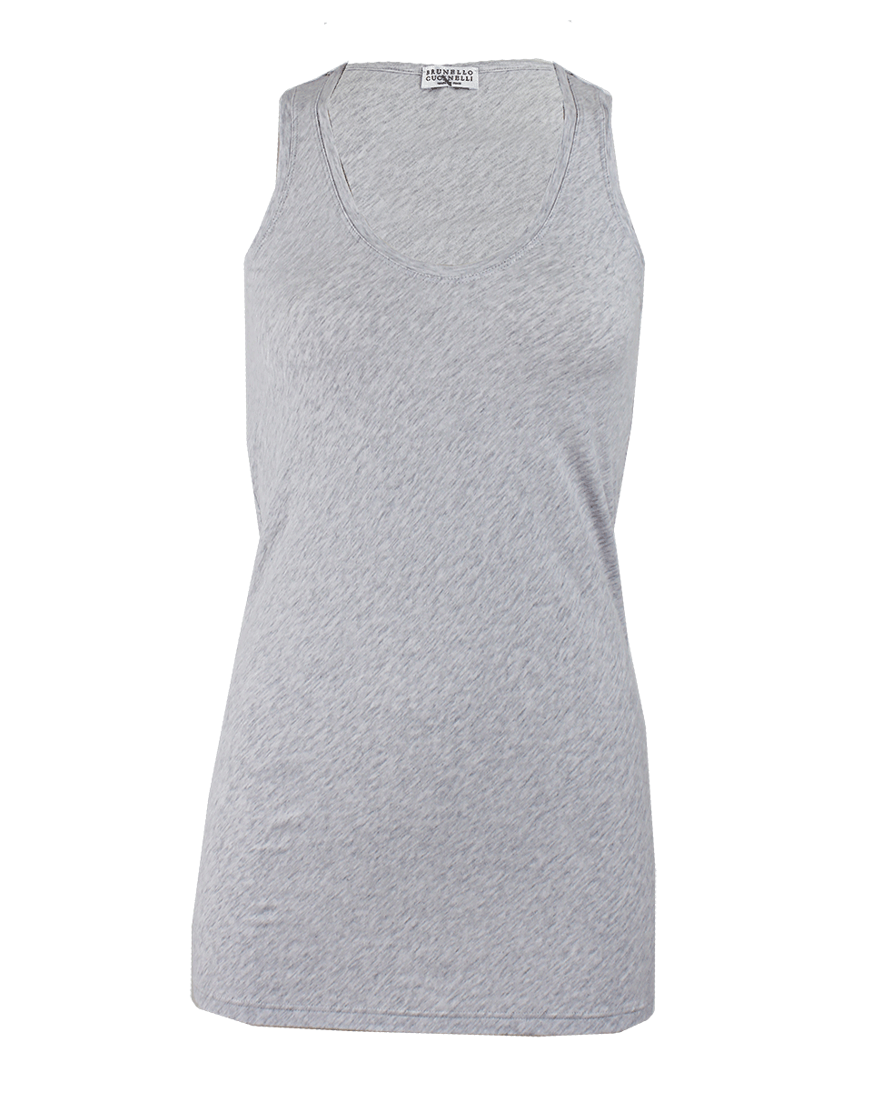 BRUNELLO CUCINELLI-Sleeveless Scoop Neck Monili Tank-